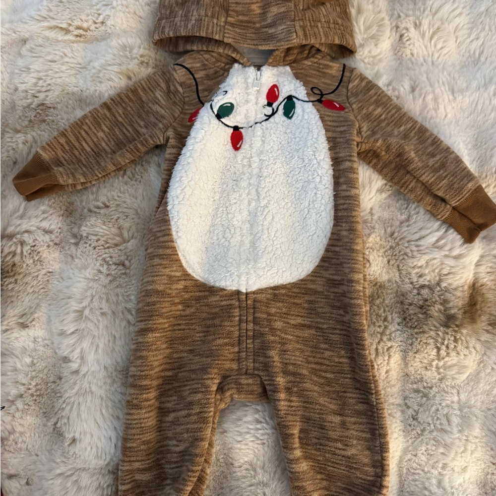 Carters Cozy Brown Hooded Kids One Piece